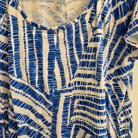 Woman Within Blue and White Cotton Geometric Print size Large (18/20) - Picture 3 of 8